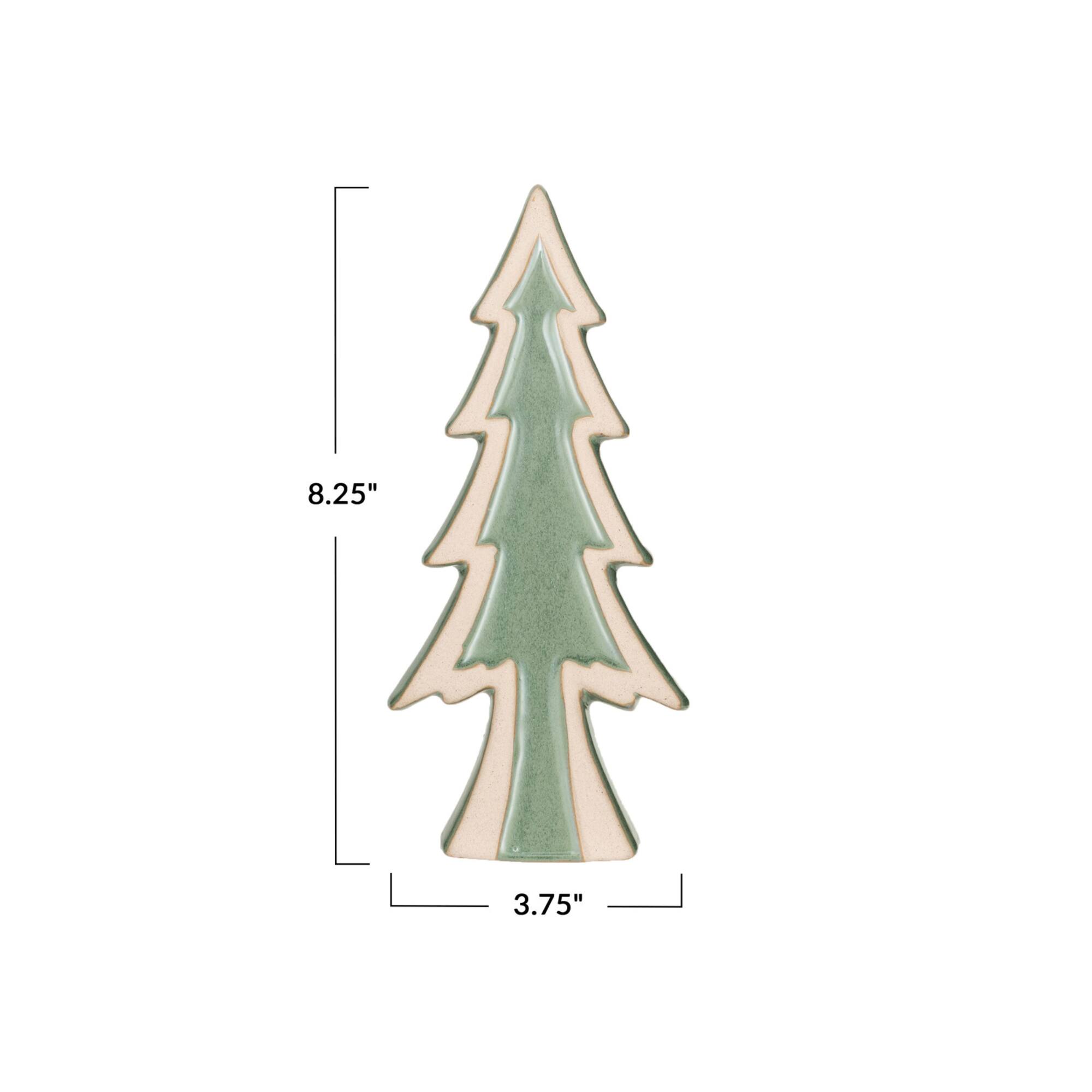 Hello Honey® 8.25" Unglazed & Green Reactive Glaze Stoneware Tree Décor Accent
